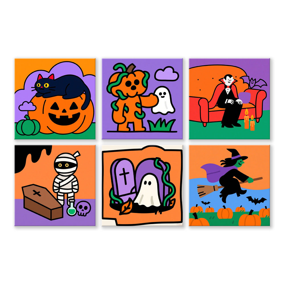 Un Halloween Joyeux 6 Mini Peintures par Numéros