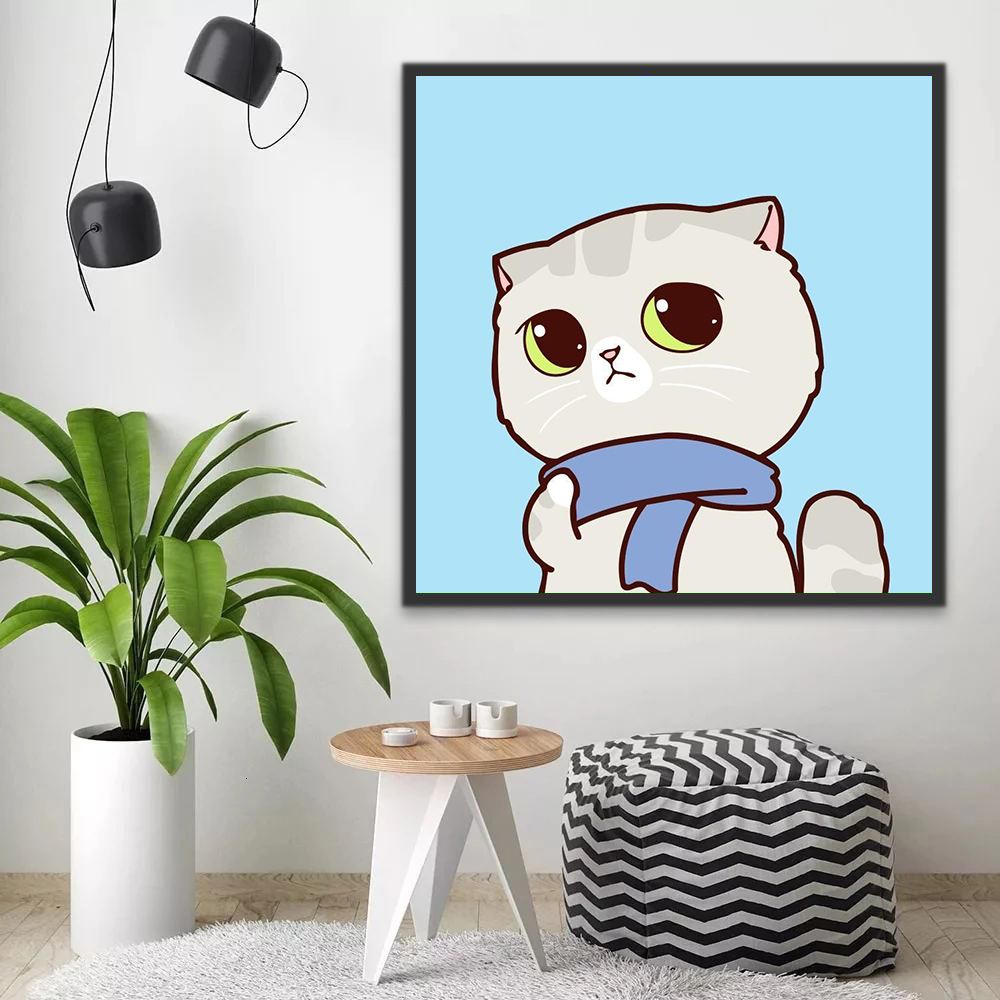 Un Petit Chat Gris Fier Cartoon Peinture par Numéros