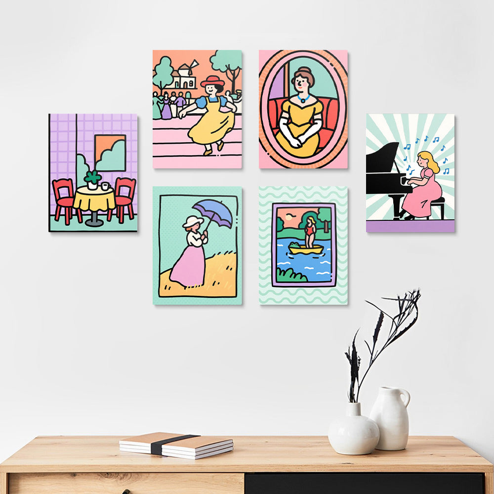 Une Fille Polyvalente et Raffinée 6 Mini Peintures par Numéros