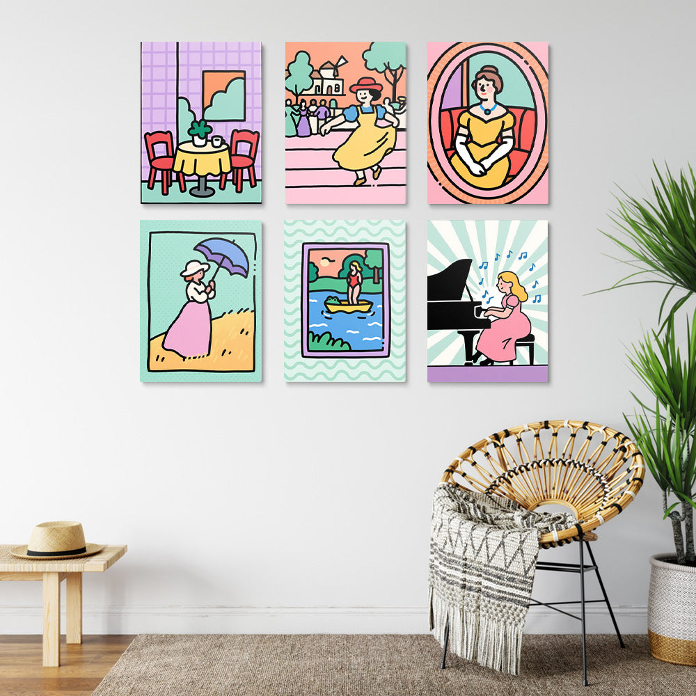 Une Fille Polyvalente et Raffinée 6 Mini Peintures par Numéros