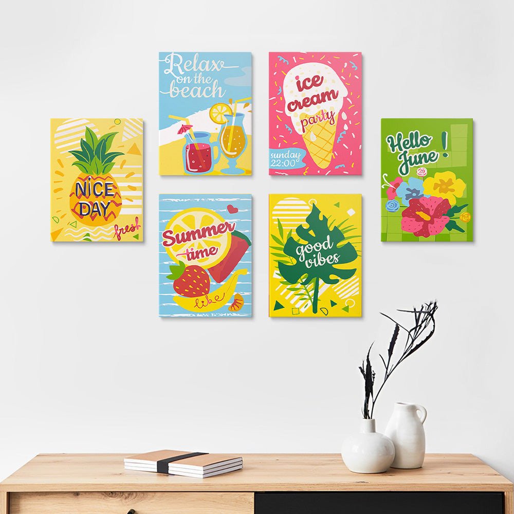 Vacances Joyeuses de Juin 6 Mini Peintures par Numéros