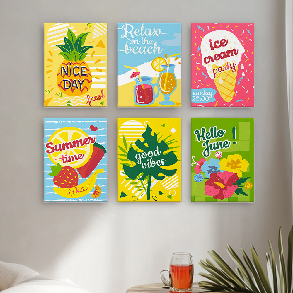 Vacances Joyeuses de Juin 6 Mini Peintures par Numéros