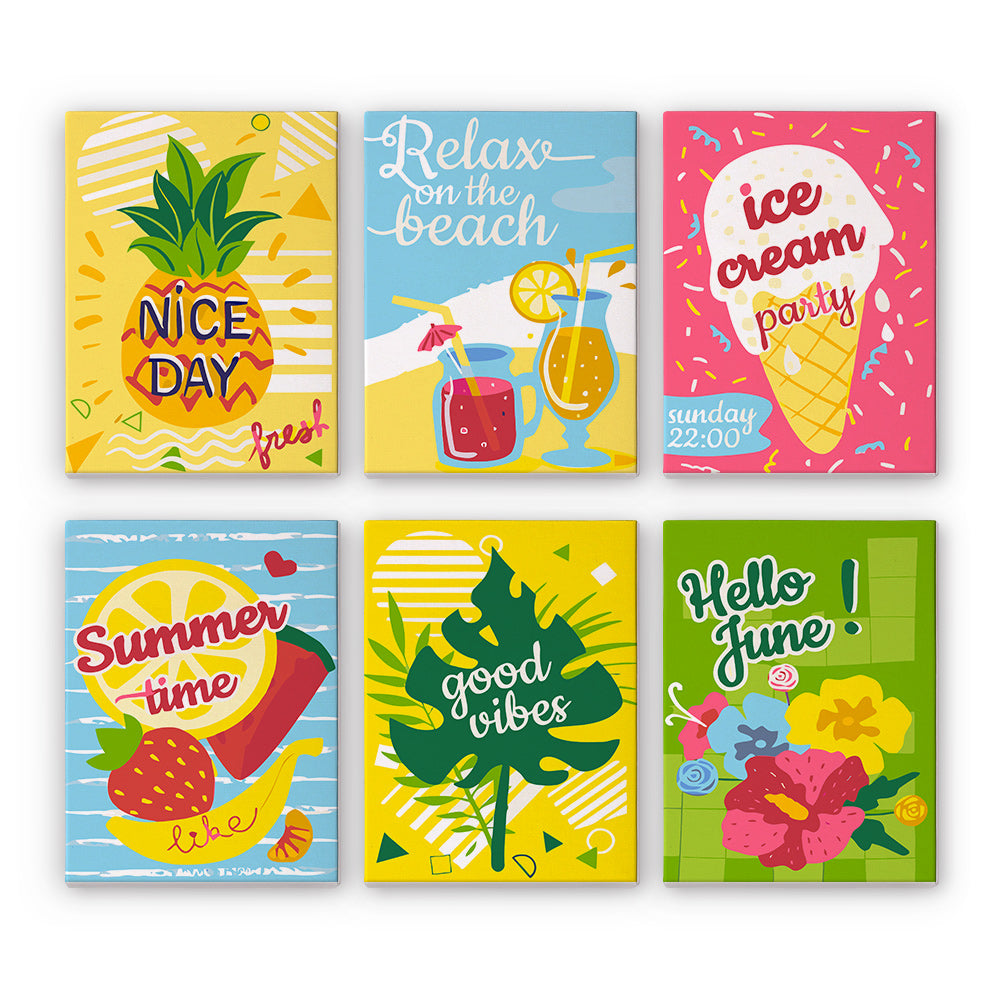Vacances Joyeuses de Juin 6 Mini Peintures par Numéros