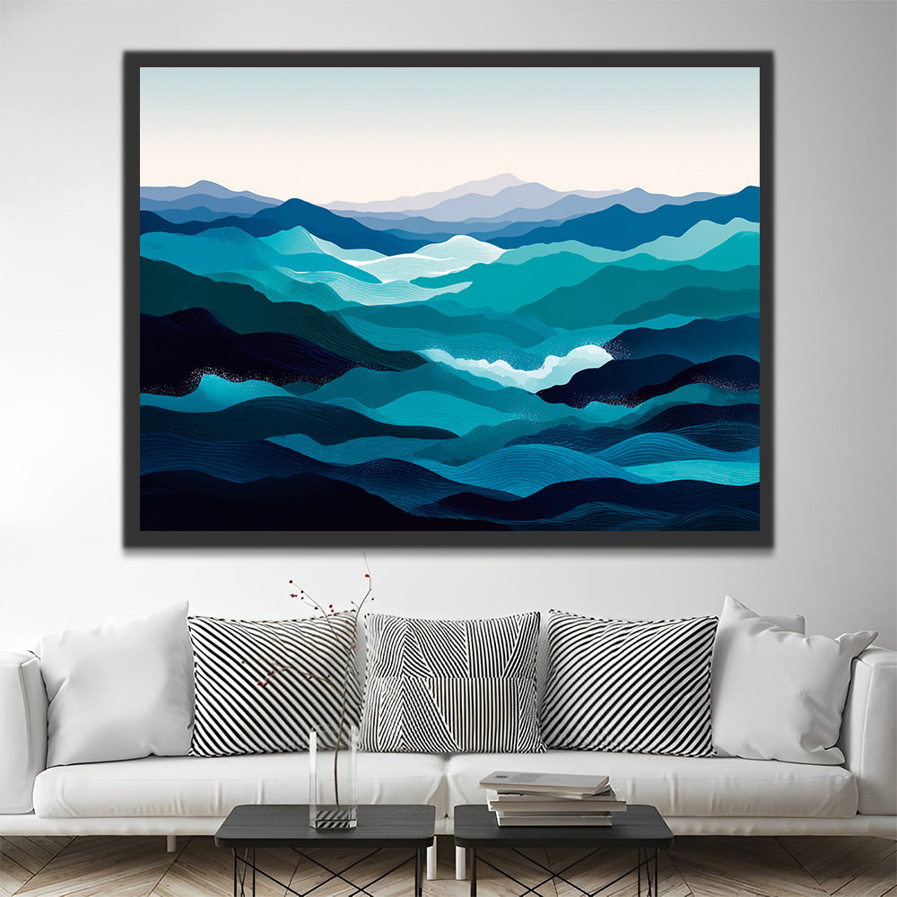 Vagues Vertes Superposées Peinture par Numéros