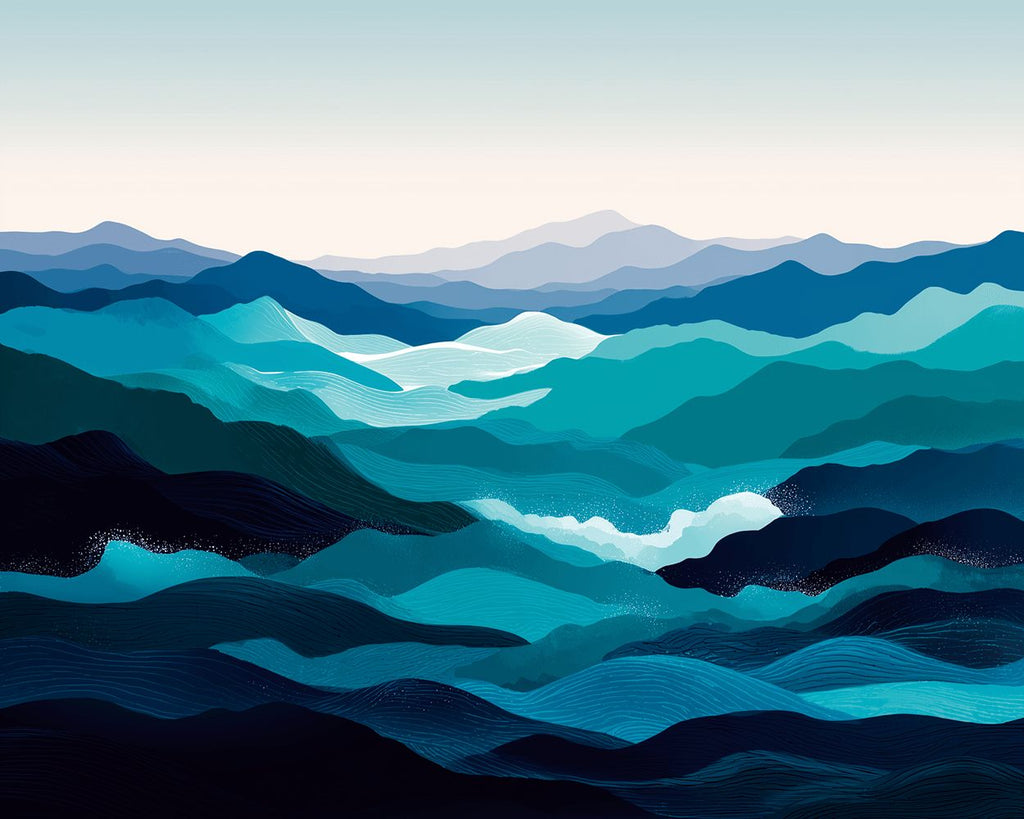 Vagues Vertes Superposées Peinture par Numéros