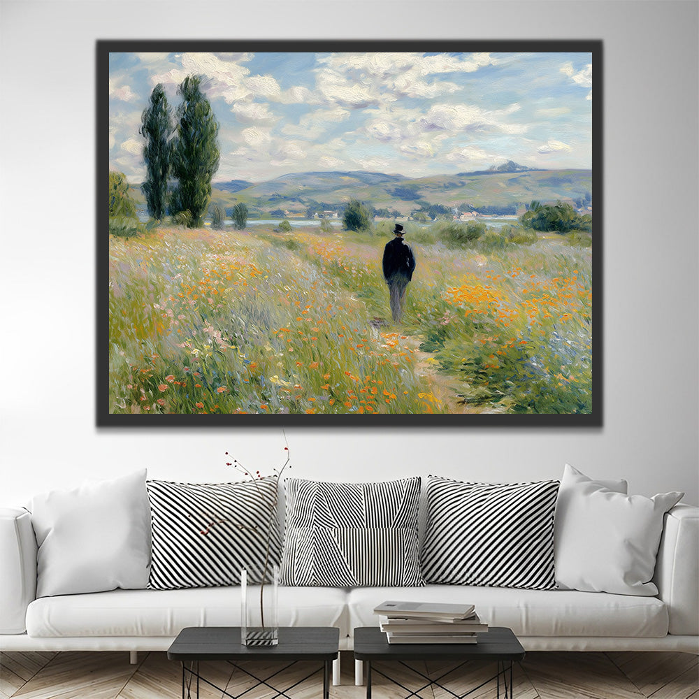 Van Gogh se Promenant dans les Champs de Fleurs à la Campagne Peinture par Numéros