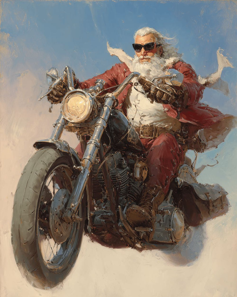 Vieil Homme en Rouge sur une Moto Peinture par Numéros