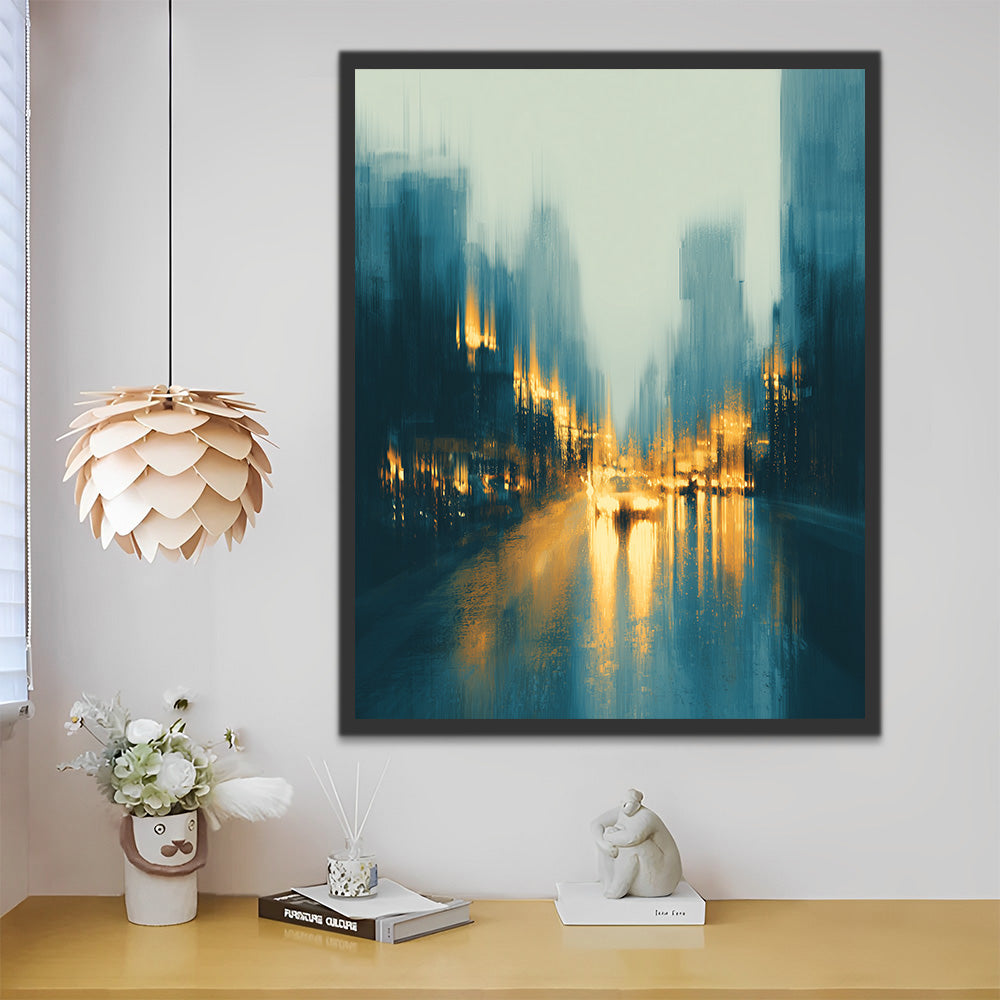 Ville Pluvieuse Floue Peinture par Numéros