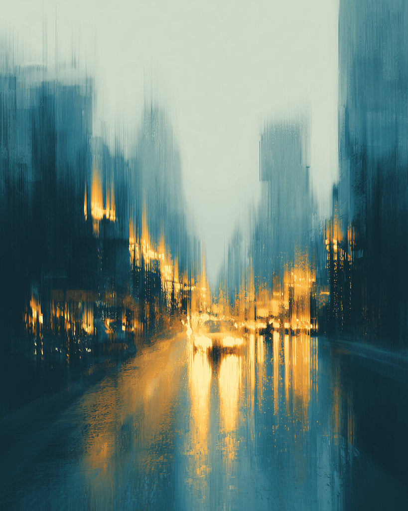 Ville Pluvieuse Floue Peinture par Numéros