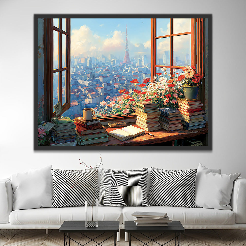 Ville vue par la Fenêtre Peinture par Numéros
