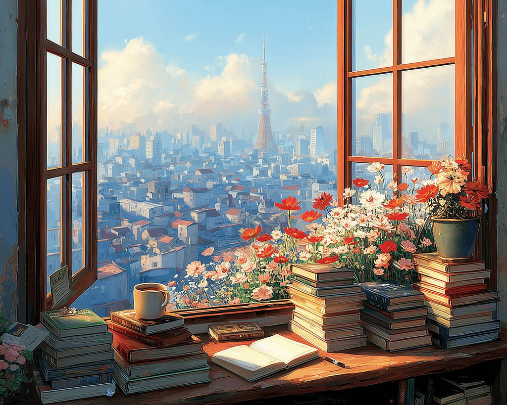 Ville vue par la Fenêtre Peinture par Numéros