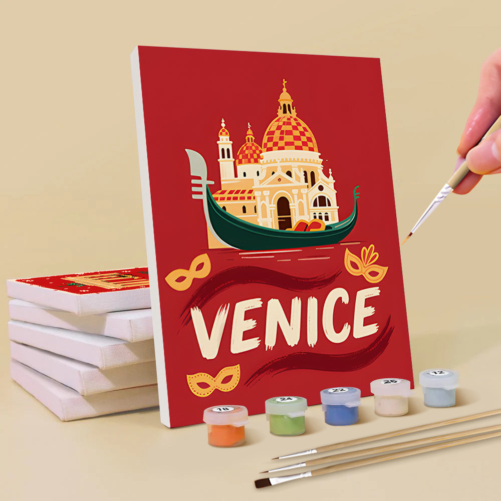 Villes du Monde à Noël 6 Mini Peintures par Numéros