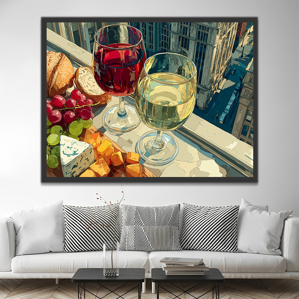 Vin, Champagne et Amuse-gueules Peinture par Numéros