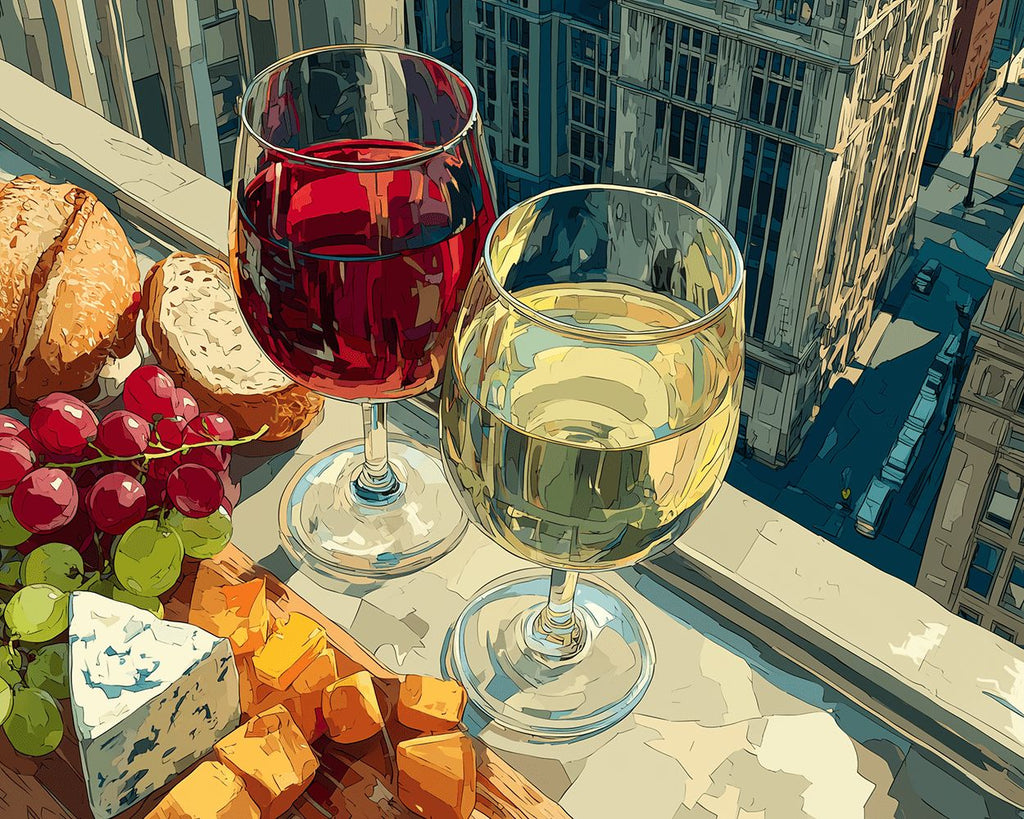 Vin, Champagne et Amuse-gueules Peinture par Numéros