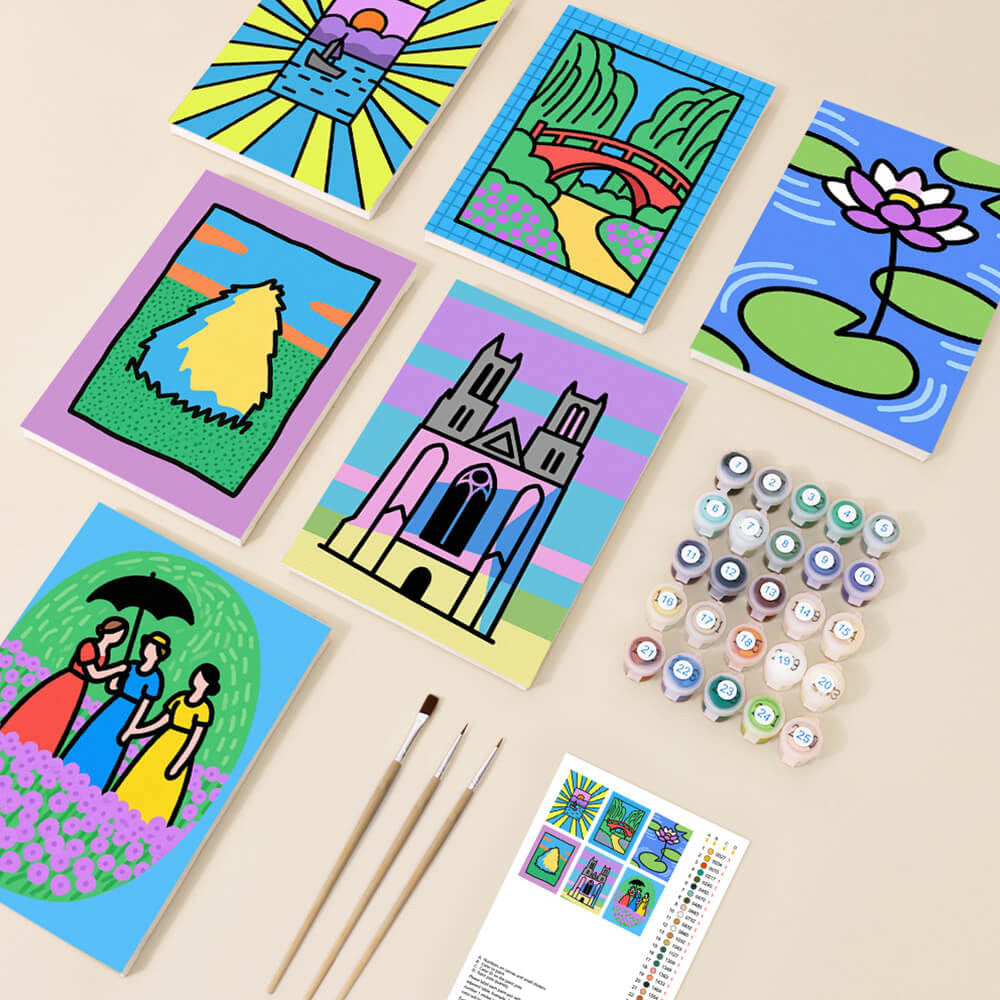 Voyage d'Été 6 Mini Peintures par Numéros