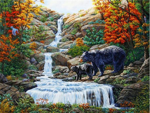 Animal Bear Paint By Numbers Canvas Wall Set PBNBEARW7