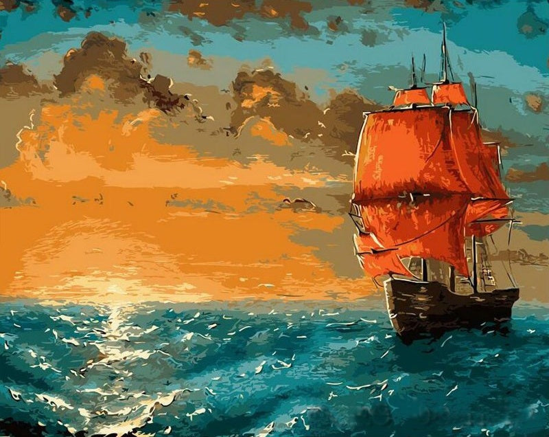 Paysage Bateau Peintures Par Numéros PBNBOAW69