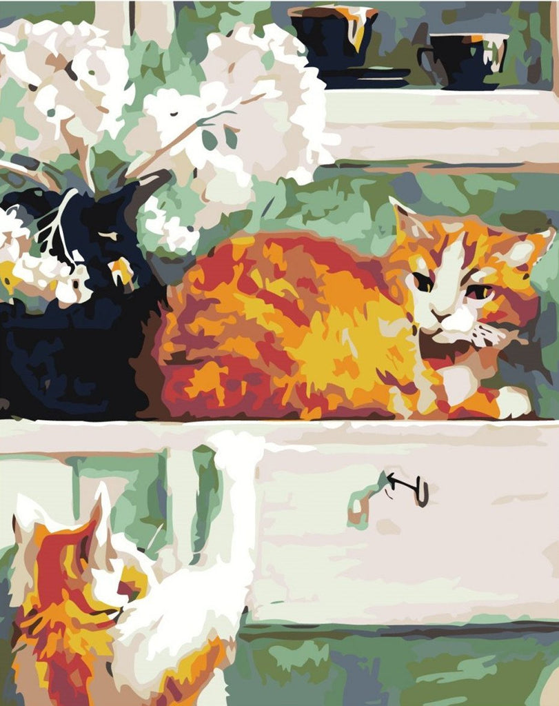 Animal Cat Paint By Numbers Canvas Wall Set PBNCATL34