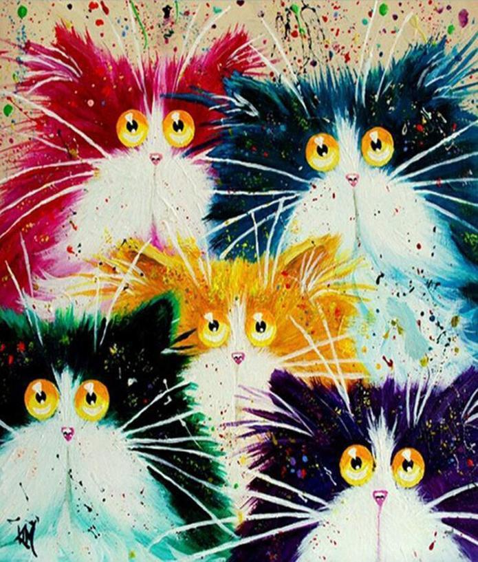 Animal Cat Paint By Numbers Canvas Wall Set PBNCATN21