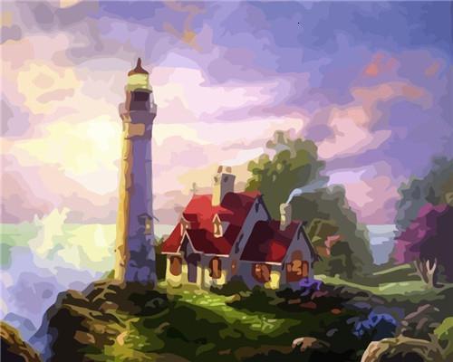 Landscape Lighthouse Paint By Numbers Canvas Wall Set PBNLIGW11
