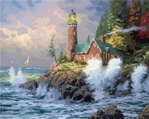 Landscape Lighthouse Paint By Numbers Canvas Wall Set PBNLIGW16