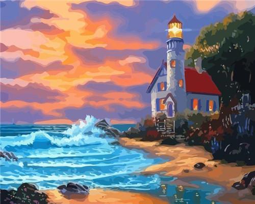 Landscape Lighthouse Paint By Numbers Canvas Wall Set PBNLIGW20
