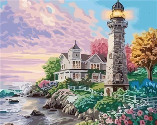 Landscape Lighthouse Paint By Numbers Canvas Wall Set PBNLIGW3