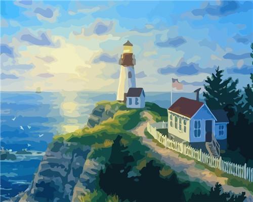 Landscape Lighthouse Paint By Numbers Canvas Wall Set PBNLIGW7