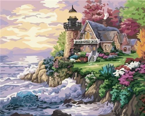 Landscape Lighthouse Paint By Numbers Canvas Wall Set PBNLIGW9