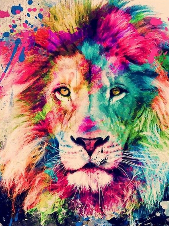 ▷ Peinture par numéro Lion Coloré