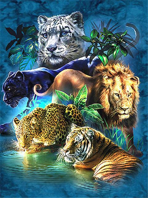 Animal Lion Paint By Numbers Canvas Wall Set PBNLIONL9