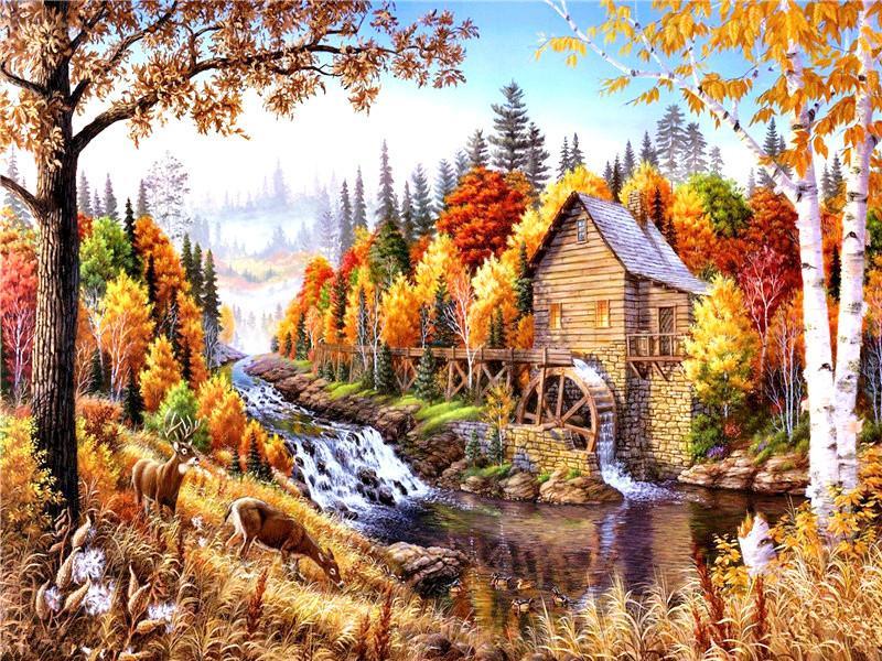 Landscape Nature Paint By Numbers Canvas Wall Set PBNNATW18