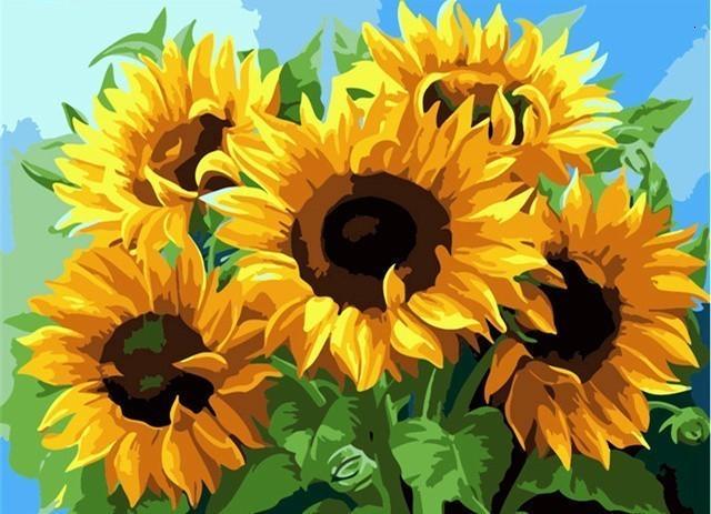 Plant Sunflower Paint By Numbers Canvas Wall Set PBNSUNW10