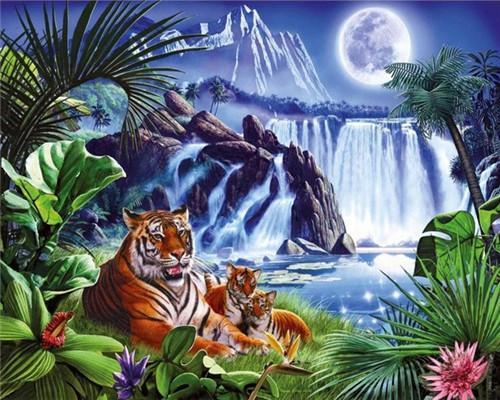 Animal Tiger Paint By Numbers Canvas Wall Set PBNTIGW10