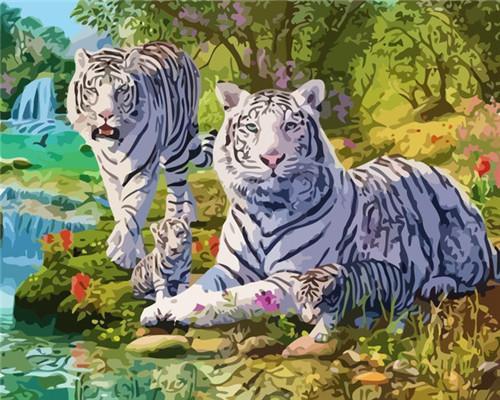 Animal Tiger Paint By Numbers Canvas Wall Set PBNTIGW15