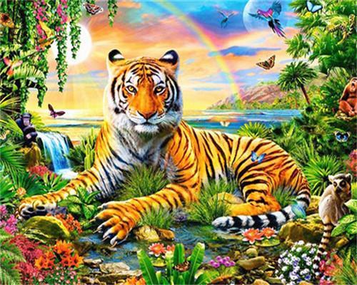 Animal Tiger Paint By Numbers Canvas Wall Set PBNTIGW7