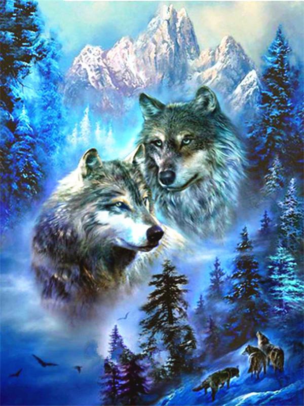 Animal Wolf Paint By Numbers Canvas Wall Set PBNWOLFL35