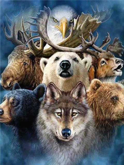 Animal Wolf Paint By Numbers Canvas Wall Set PBNWOLFL38