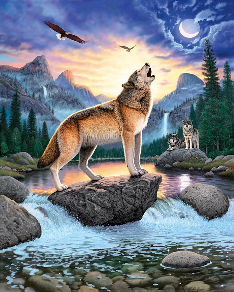 Animal Wolf Paint By Numbers Canvas Wall Set PBNWOLFL60