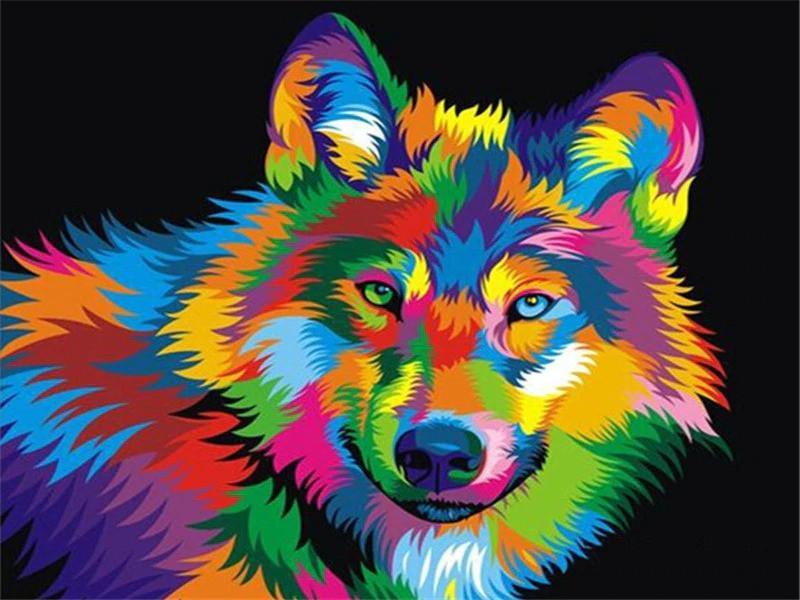 Animal Wolf By Numbers Canvas Wall Set PBNWOLFW3