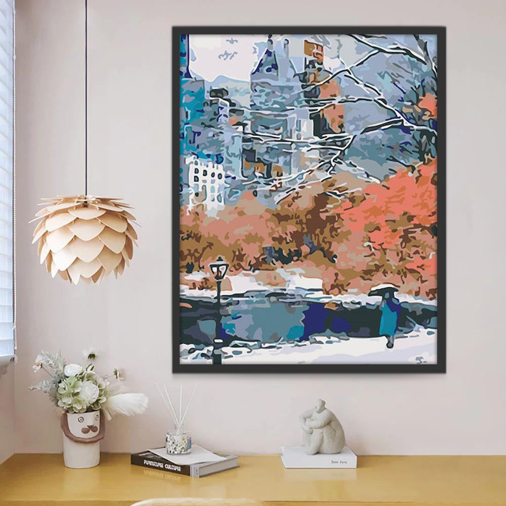 Abstrait d'hiver de Central Park Peinture par Numéros