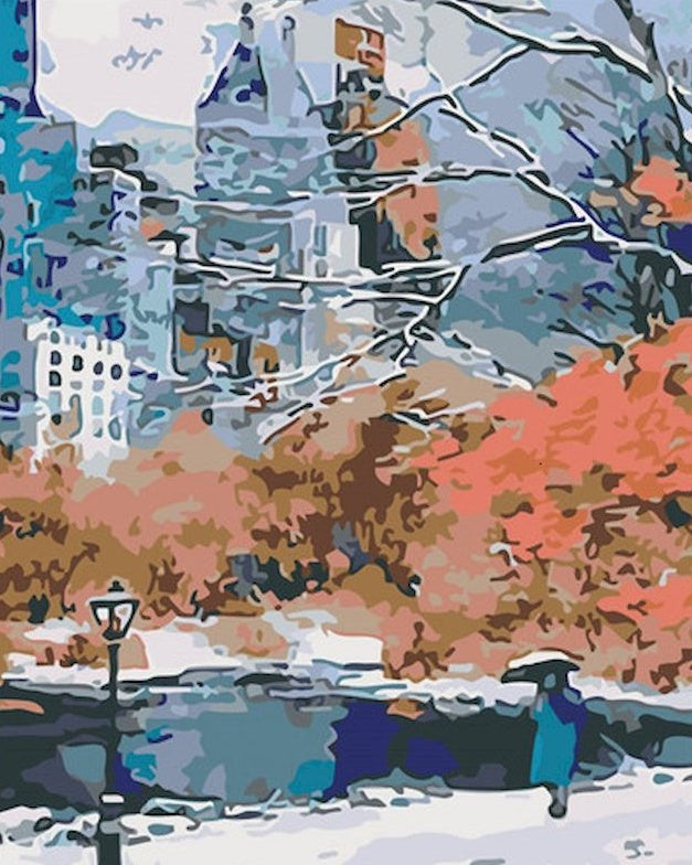 Abstrait d'hiver de Central Park Peinture par Numéros