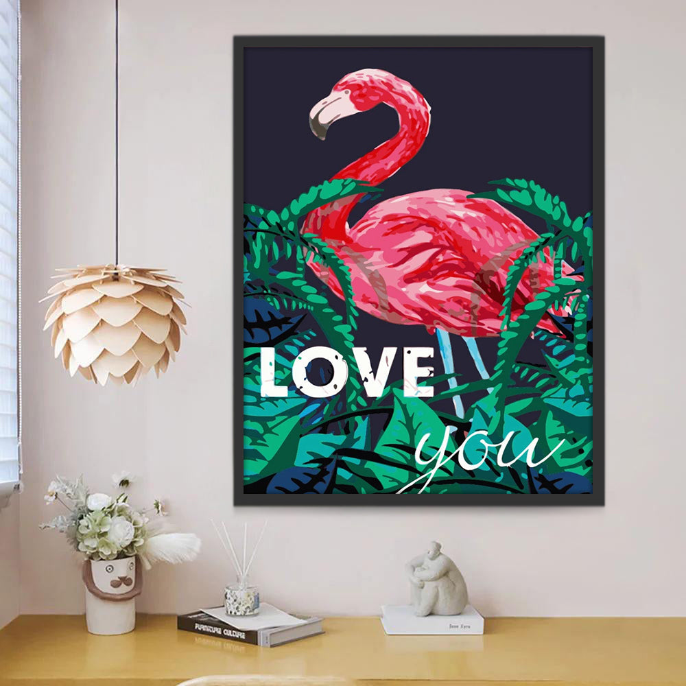 Affiche de Flamant et Plantes Peinture par Numéros