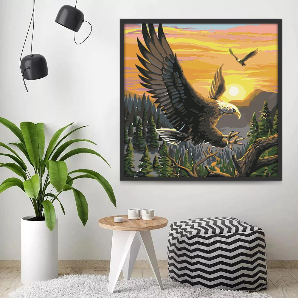 Aigle Magnifique avec les Ailes Déployées Peinture par Numéros
