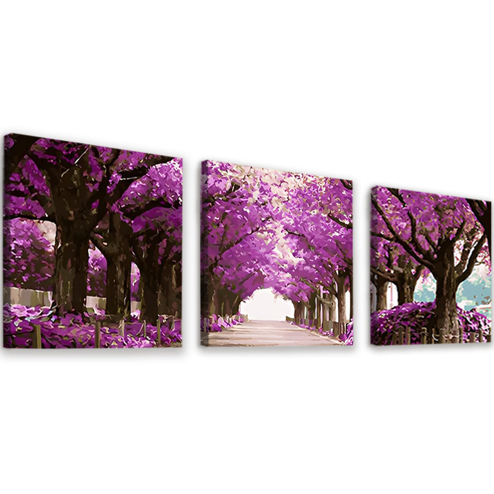 Allée d'Arbres Violets 3 Partie Peinture par Numéros