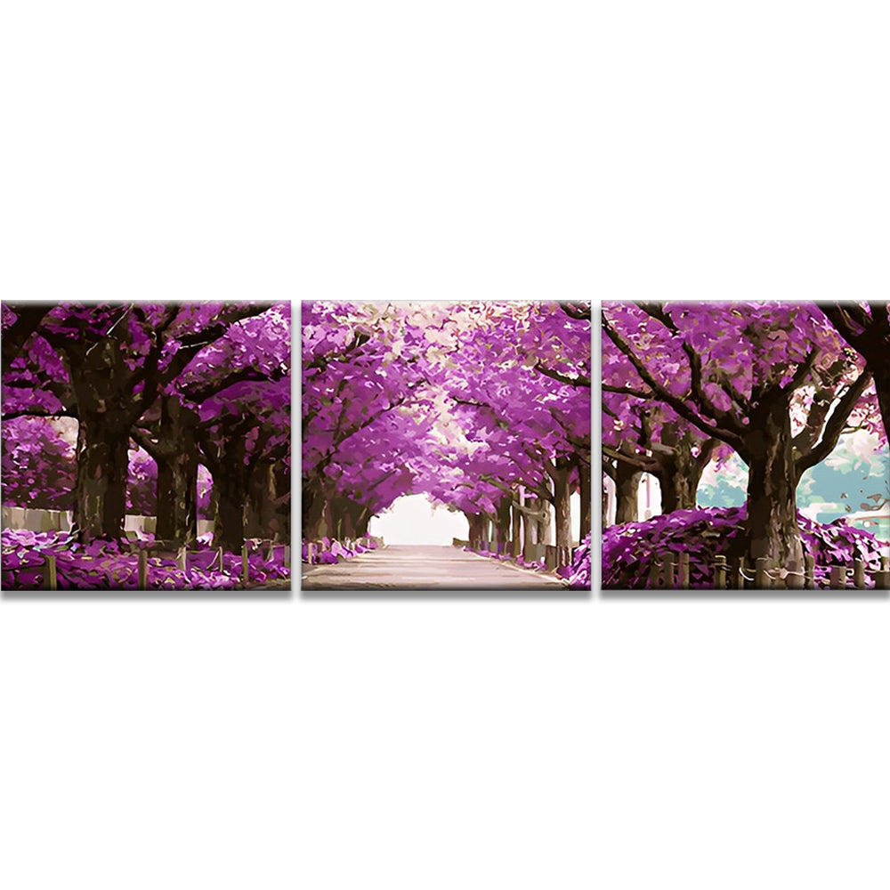 Allée d'Arbres Violets 3 Partie Peinture par Numéros
