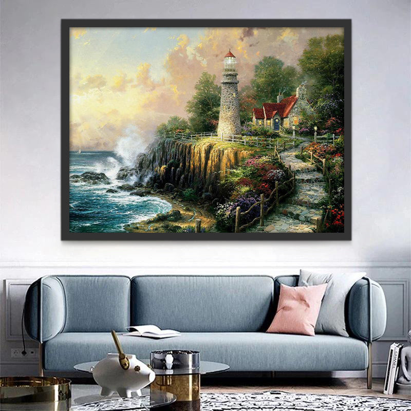 Allée et Paysage Phare Peinture par Numéros