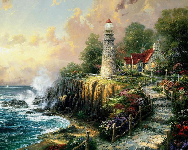 Allée et Paysage Phare Peinture par Numéros