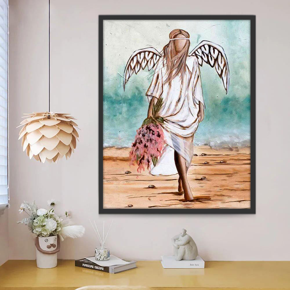 Ange avec des Fleurs Peinture par Numéros