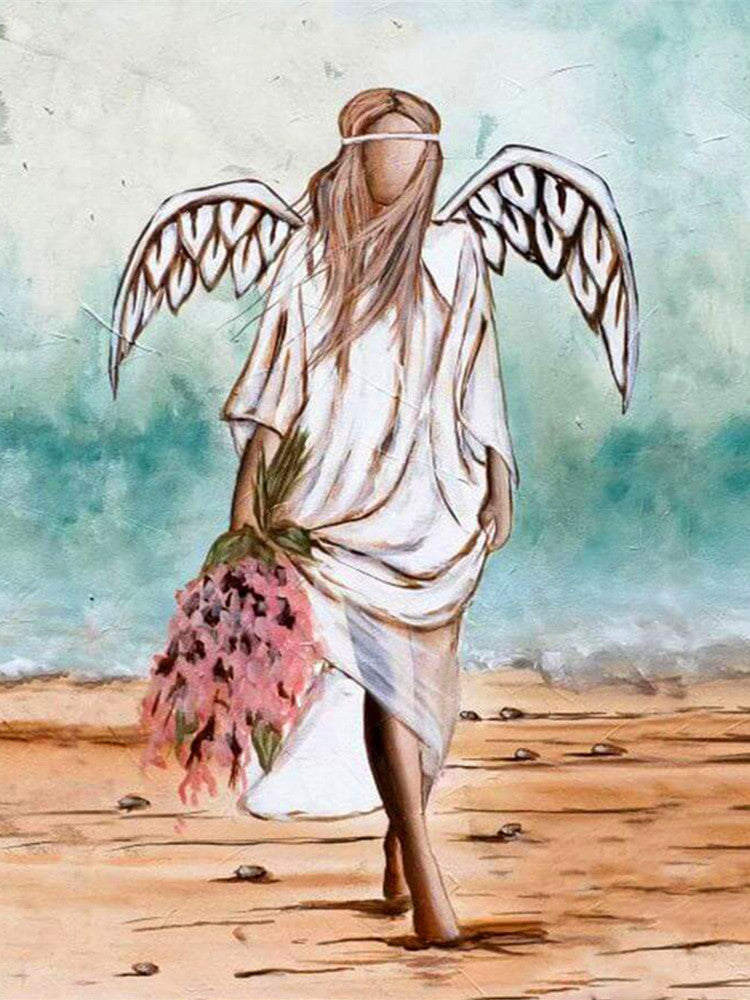 Ange avec des Fleurs Peinture par Numéros
